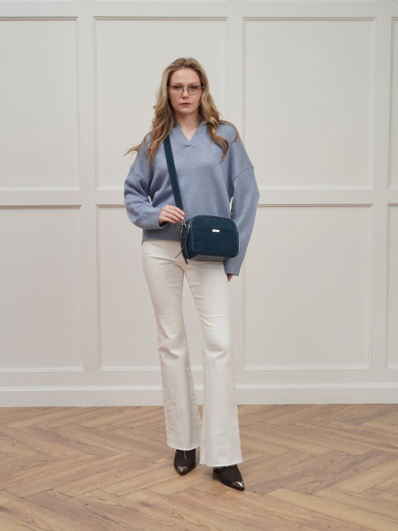 фото 452-53 98177-3 Сумка кросс-боди женская натуральная замша Safenta бирюза