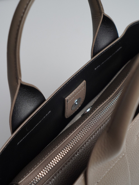 452-68 9906 Сумка тоут женская натуральная кожа Ludor серо-бежевый