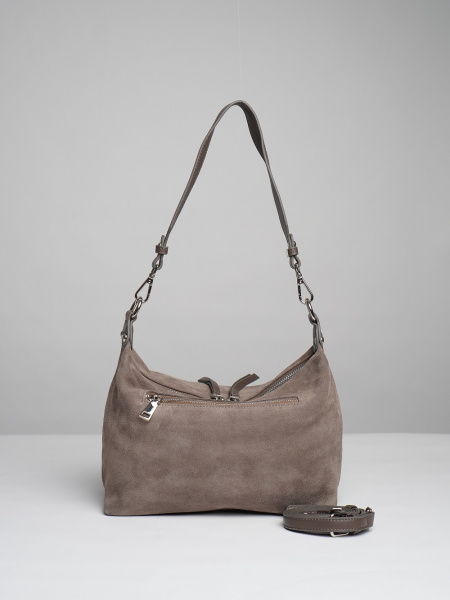 453-39 8517 Сумка хобо женская натуральная замша Ludor серо-бежевый
