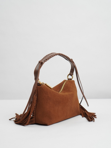 453-97 BD9517 Сумка хобо женская натуральная замша Ludor кирпичный