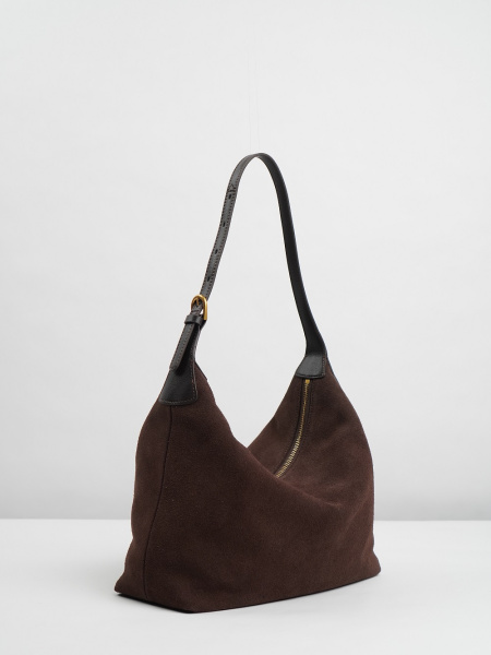 453-89 10-079 Сумка хобо женская натуральная замша Ludor темно-коричневый