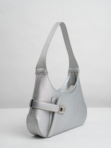 426-42 G8007 Сумка хобо женская экокожа Ludor серебристый