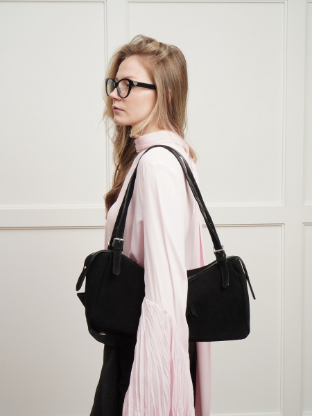 452-59 91187 Сумка доум женская натуральная замша Safenta черный