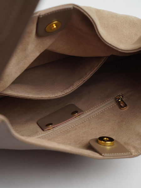 419-15 9957 Сумка хобо женская натуральная замша Ludor бежевый