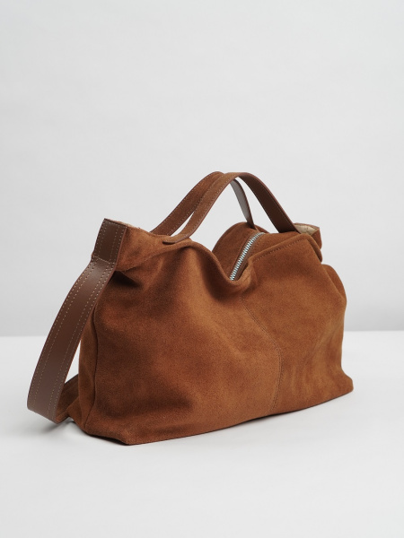 454-04 BD7269 Сумка тоут женская натуральная замша Ludor кирпичный