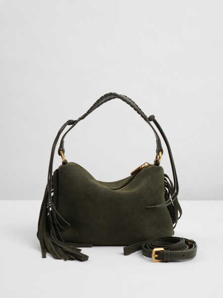 453-95 BD9517 Сумка хобо женская натуральная замша Ludor зеленый