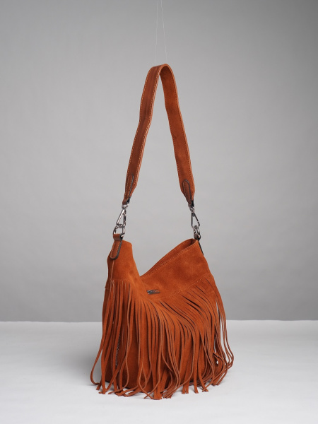 452-49 91163 Сумка хобо женская натуральная замша Safenta коричневый