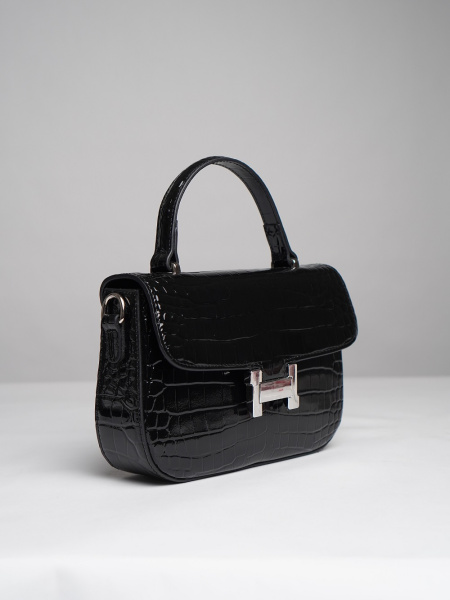 443-64 2086 Сумка стракчэд женская натуральная кожа Ludor черный