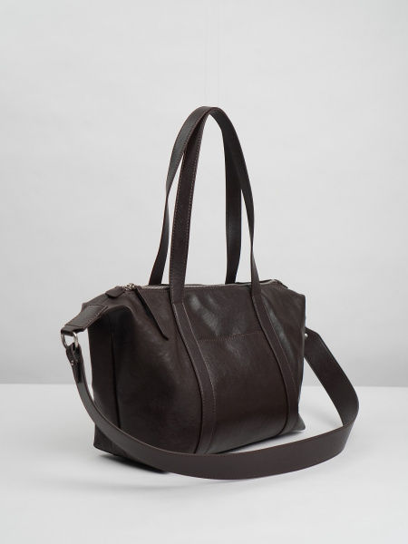 фото 455-65 9227 Сумка шоппер женская натуральная кожа Ludor темно-коричневый