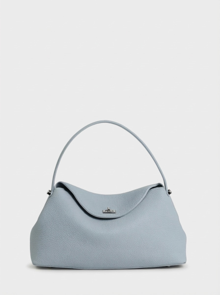 456-90 329 Сумка тоут женская натуральная кожа Ludor голубой
