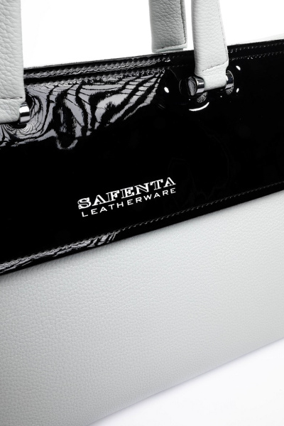 444-13 5259 Сумка тоут женская экокожа Safenta серый-черный