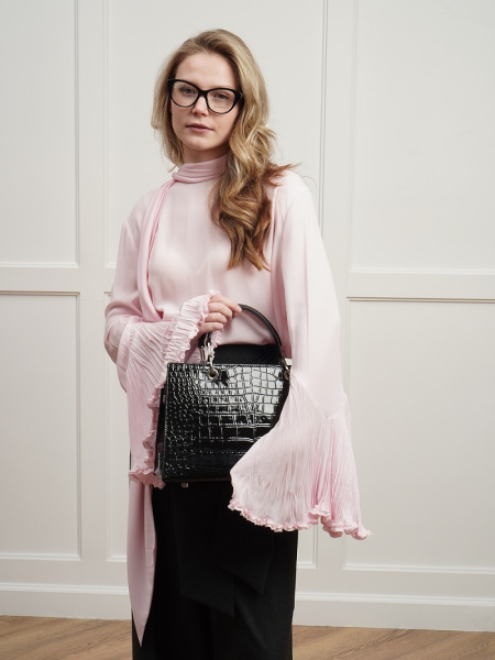 429-81 7238 Сумка тоут женская натуральная кожа Ludor черный