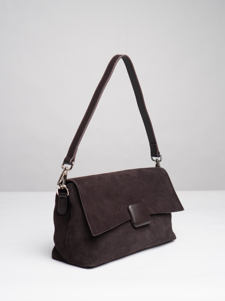 фото 453-34 6016-2 Сумка кросс-боди женская натуральная замша Ludor темно-коричневый