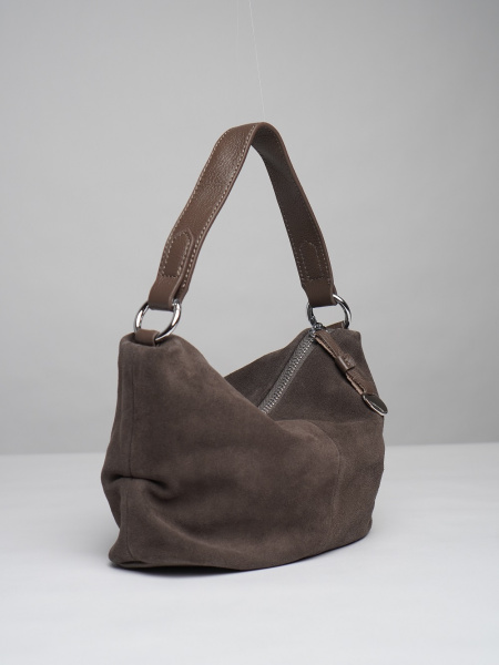 фото 450-31 6662 Сумка хобо женская натуральная замша Ludor серый