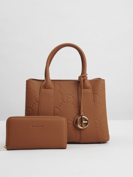 438-72 АА012401002 Сумка тоут женская экокожа Chrisbella коричневый