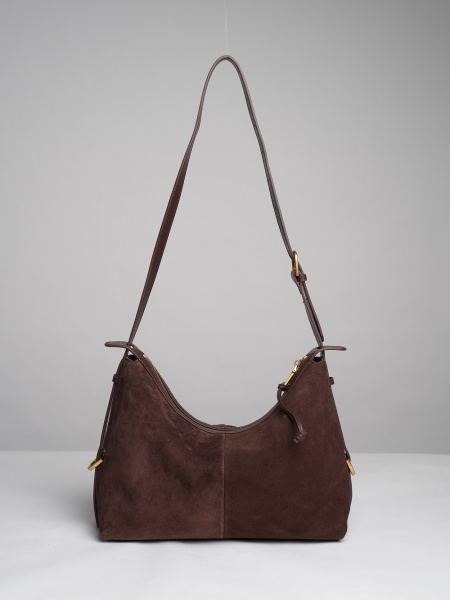 452-11 BD9501 Сумка хобо женская замша Ludor темно-коричневый