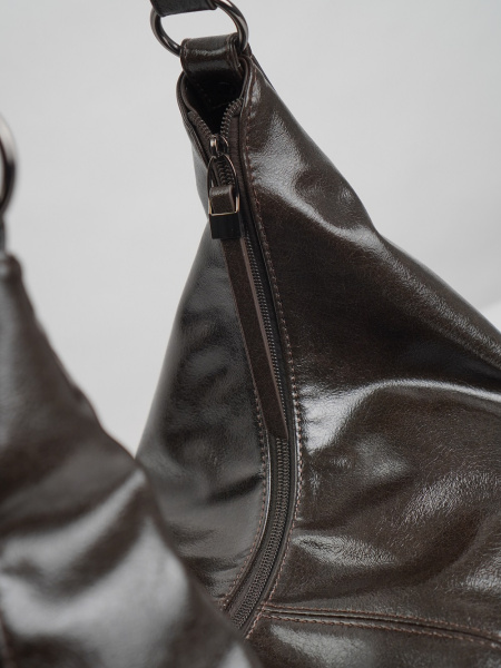 455-38 550237 Сумка хобо женская экокожа Ludor темно-серый