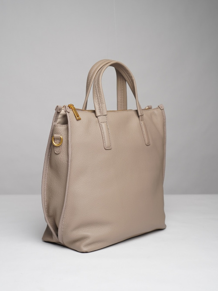 453-23 7008 Сумка тоут женская натуральная кожа Ludor серо-бежевый