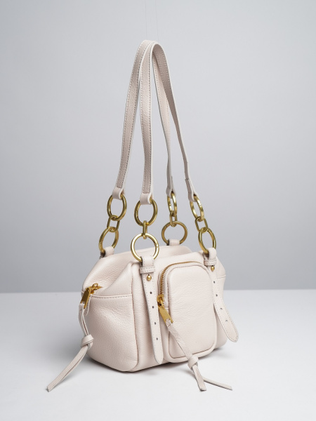 фото 449-68 8176 Сумка куб женская натуральная кожа Ludor молочный