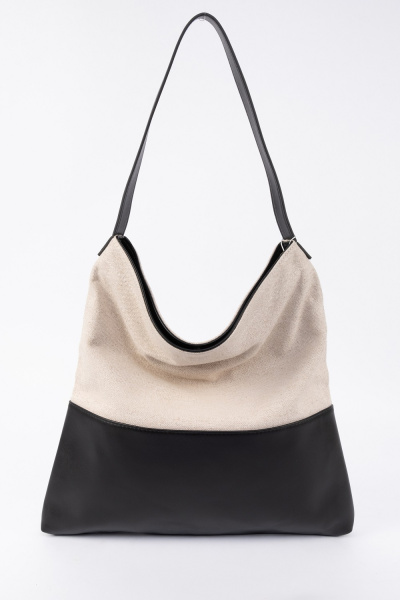 439-19 98305 Сумка Хобо женская текстиль De-Gosa (bf) бежевый-черный 439-19 98305 Сумка Хобо женская текстиль De-Gosa (bf) бежевый-черный