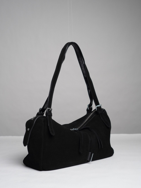 452-59 91187 Сумка доум женская натуральная замша Safenta черный