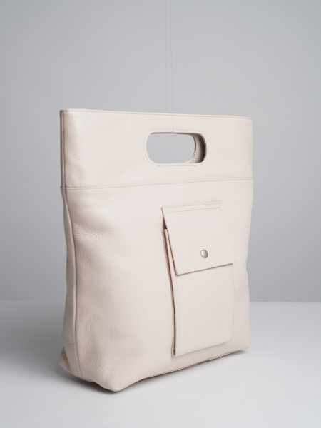 фото 448-83 1878 Сумка шоппер женская натуральная кожа Ludor молочный