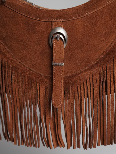 452-16 BD56133 Сумка хобо женская натуральная замша Ludor коричневый