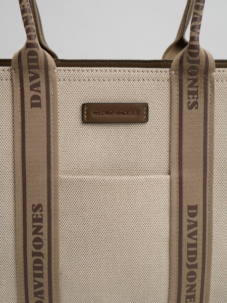 445-44 СМ7460 Сумка тоут женская текстиль David Jones молочно-коричневый