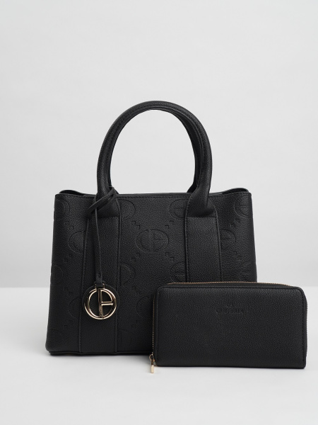 438-70 АА012401002 Сумка тоут женская экокожа Chrisbella черный