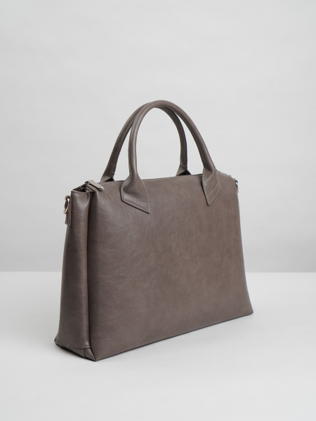 455-33 550258 Сумка тоут женская экокожа Ludor серый-бежевый