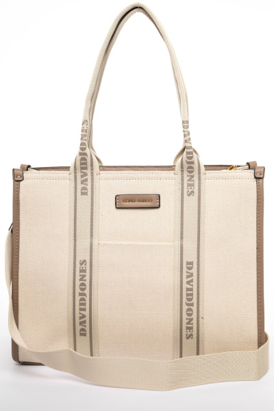 445-45 СМ7460 Сумка тоут женская текстиль David Jones молочно-бежевый