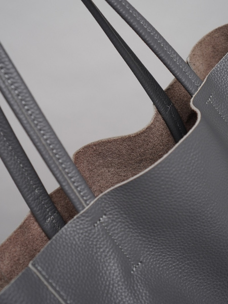 фото 440-55 815 Сумка шоппер женская натуральная кожа Ludor серый