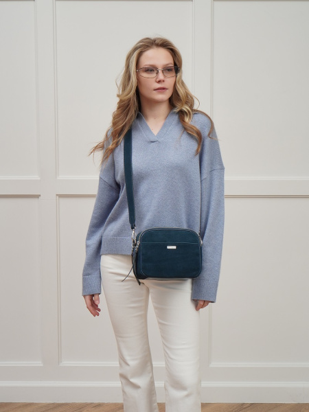 фото 452-53 98177-3 Сумка кросс-боди женская натуральная замша Safenta бирюза