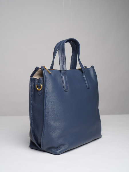 453-22 7008 Сумка тоут женская натуральная кожа Ludor синий