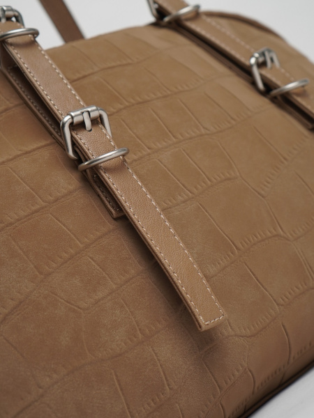 455-25 550229 Сумка доум женская эко нубук Ludor темно-бежевый