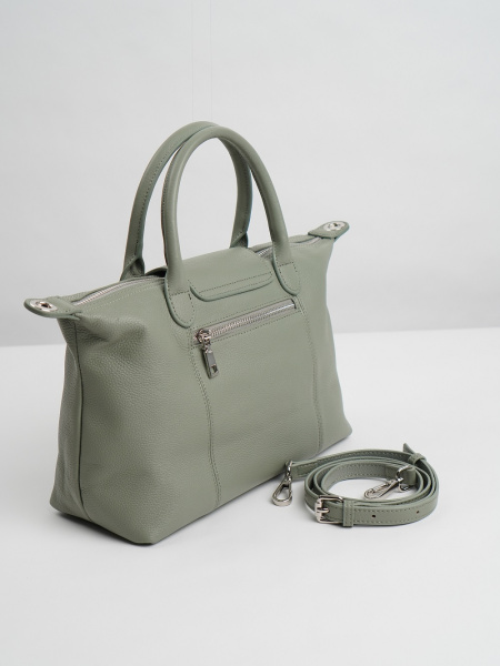 454-14 2406 Сумка тоут женская натуральная кожа Ludor светло-зеленый