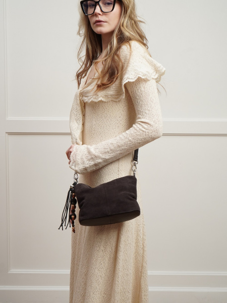 фото 450-31 6662 Сумка хобо женская натуральная замша Ludor серый