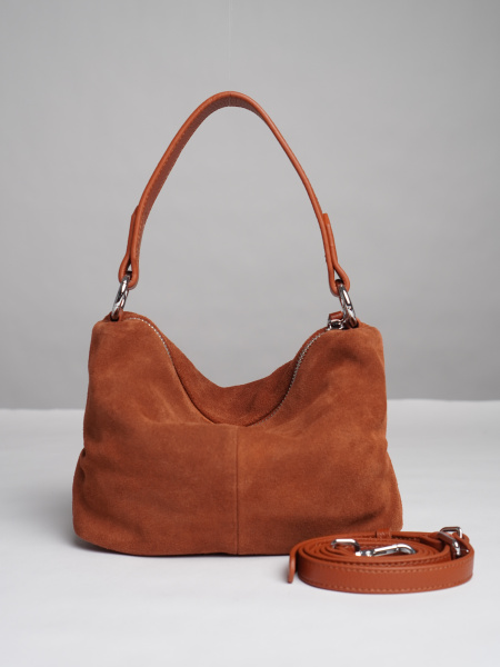 452-62 6662 Сумка хобо женская натуральная замша Ludor коричневый