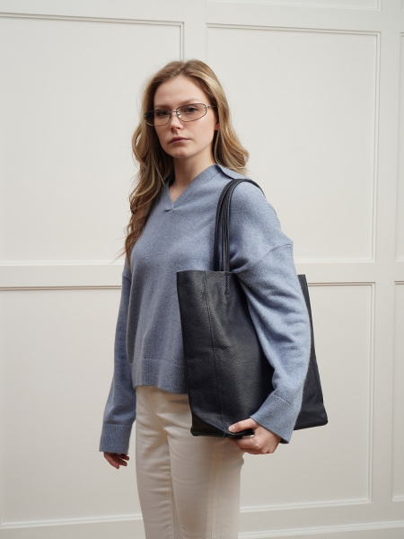 фото 396-04 815 Сумка шоппер женская натуральная кожа Ludor синий