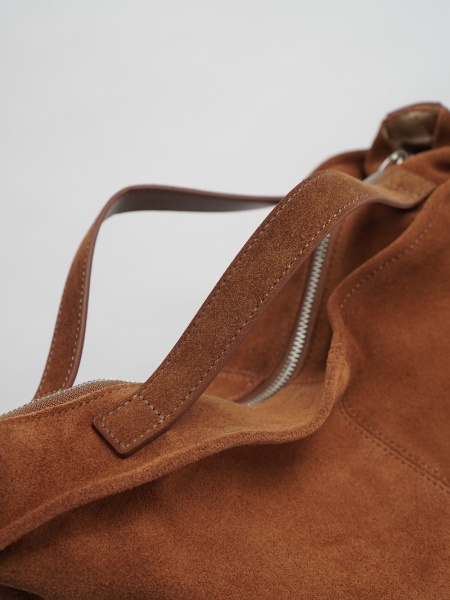 454-04 BD7269 Сумка тоут женская натуральная замша Ludor кирпичный