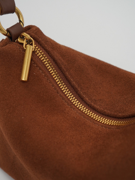 453-97 BD9517 Сумка хобо женская натуральная замша Ludor кирпичный