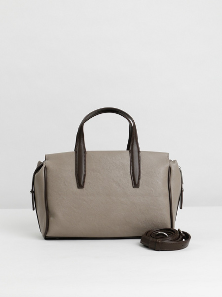 456-20 550286 Сумка тоут женская экокожа Ludor темно-бежевый