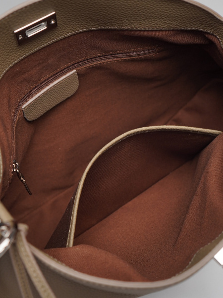 453-30 ХА2076 Сумка хобо женская натуральная кожа Ludor серо-бежевый