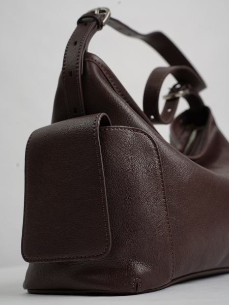 454-84 HR7271 Сумка хобо женская натуральная кожа Ludor темно-коричневый