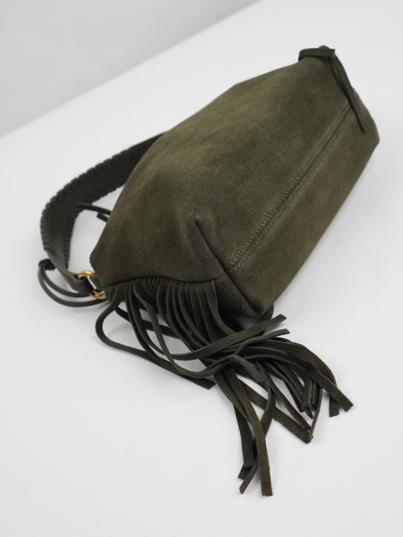 453-95 BD9517 Сумка хобо женская натуральная замша Ludor зеленый