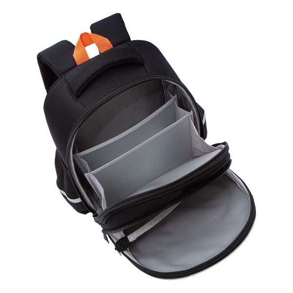 фото 450-07 RAz-587-18 Ранец для мальчика Grizzly черный-оранжевый