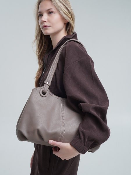 451-66 550230 Сумка доум женская экокожа Ludor темно-бежевый