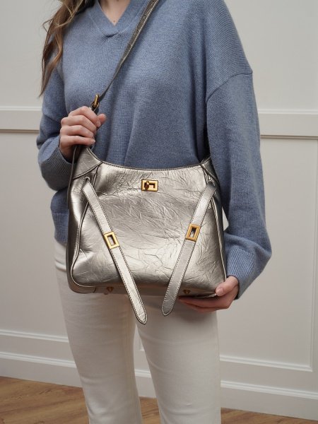 439-03 68011 Сумка хобо женская экокожа Ludor бронза