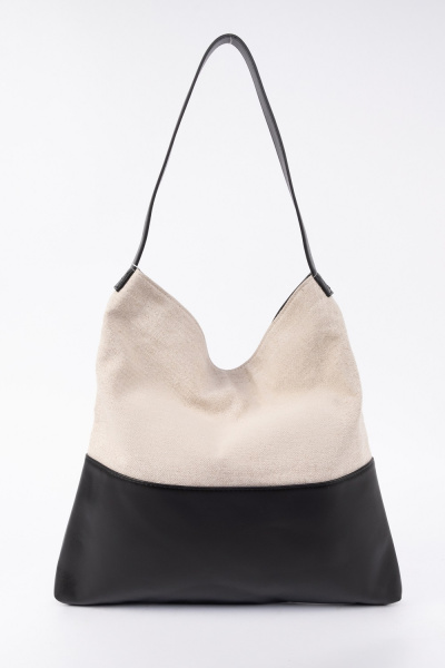 439-19 98305 Сумка Хобо женская текстиль De-Gosa (bf) бежевый-черный