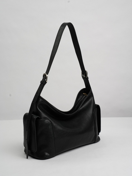 454-83 HR7271 Сумка хобо женская натуральная кожа Ludor черный